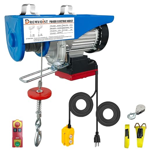 880lbs Lift Electric Hoist,Wireless/Wired 2 in 1,110v Electric Hoist Winch,Electric Hoist with Remote Control,with 33/66FT Lifting Height,for Garage,Factories,Warehouses,Construction Site