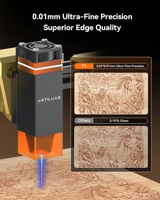 T1 3000mW Foldable Laser Engraver with APP Control Portable Laser Engraving Machine for Small Business, 200x150mm Working Area for Wood, Leather, Acrylic, Coated Metal – DIY & Crafting