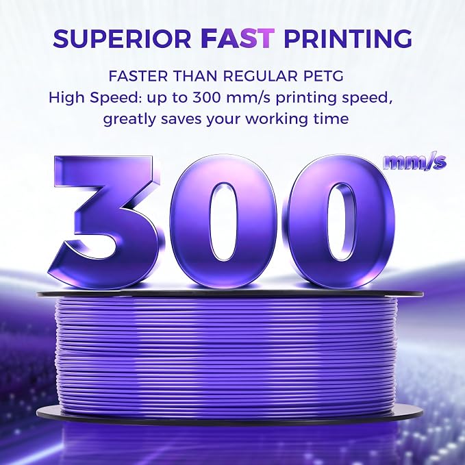 Sovol 3D Printer Rapid PETG Filament 1.75mm 1KG (2.2lbs), High Precision, Strong Toughness, Wiring Tightness, Dimensional Accuracy +/- 0.03 mm, 3D Printing High Speed PETG Filaments, Lavender Purple