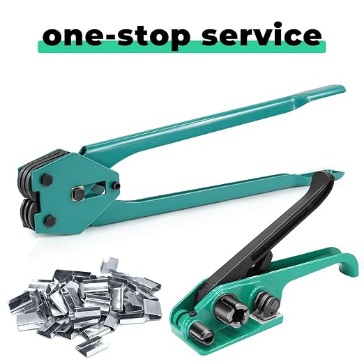 Strapping Sealer/Crimper for 1/2"-3/4" Polypropylene (PP) Polyester Strapping Band Manual Banding Tool with 20.8" Extended Handle (Green)