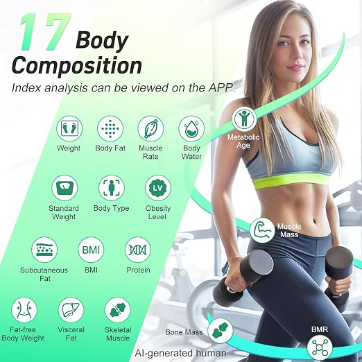 INSMART Smart Scale for Body Weight,Accurate Digital Weight Scale and Fat Percentage,Bluetooth Body Fat Scale with BMI Muscle Mass,17 Body Composition,Health Monitor Analyzer with APP Sync