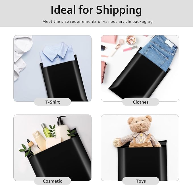 Metronic Poly Mailers 10x13 1200 Pcs, Medium Shipping Bags for Clothing, Strong Adhensive Shipping Envelopes for Small Business, Waterproof Poly Mailing Bags, Tear-resistant Packaging Bags in Black
