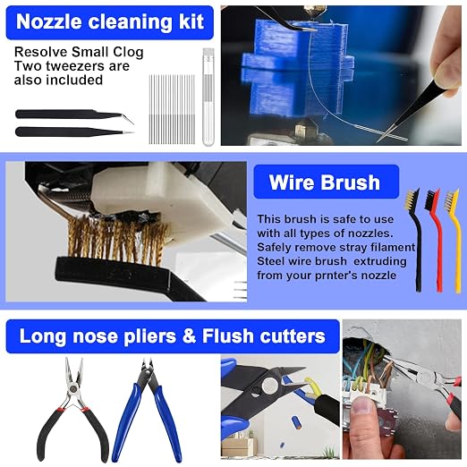 135PCS 3D Printer Tools Kit,3D Printer Accessories for 3D Printer Modeler Basic Tools Diverse,Including Nozzle Cleaning Kit,Polishing Machine,Deburring Tool for Remove/Trim and Finish 3D Print