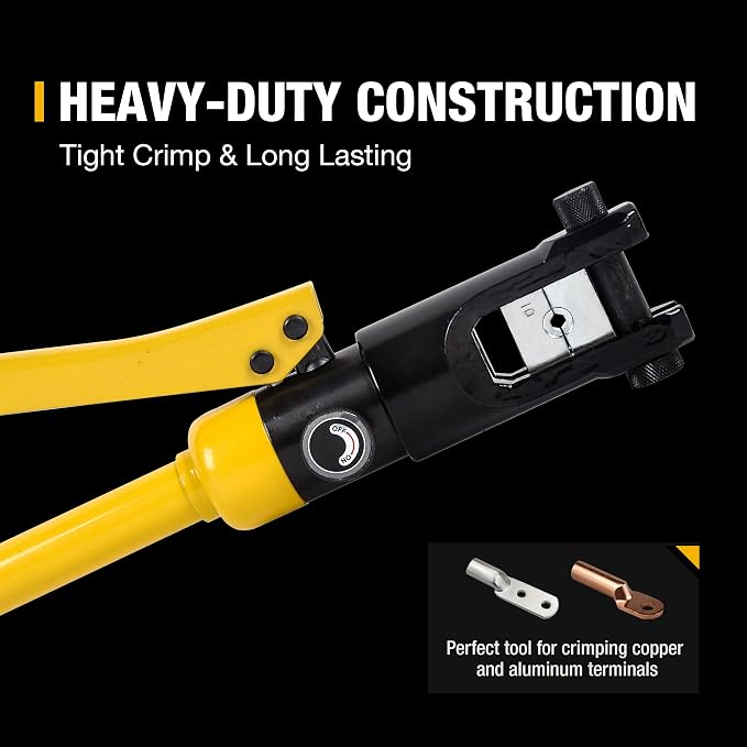 12T Hydraulic Crimping Tool 8AWG-250MCM Cable Crimping Tool 0.55 inch Stroke Hydraulic Lug Crimper Electrical Terminal Crimper with 8 Pairs of Die Sets, YQK-120