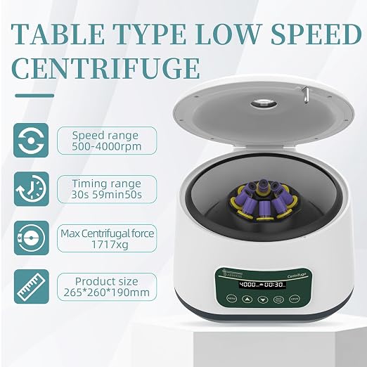 PRP Centrifuge Machine 8x2ml/5ml/10ml | 4x15ml Digital Speed 500-4000rpm 1717xg RCF Lab Benchtop Centrifuges Timer 30sec-99min