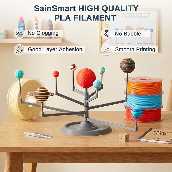 SainSmart PLA Filament 1.75mm, Planet Explorer 8-Color Mini Spool Bundle, 250g Each, High-Speed PLA, +/-0.02mm Accuracy, Easy-to-Print, Compatible with Most FDM 3D Printers