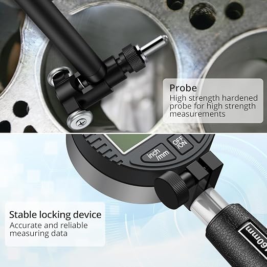 Digital Bore Gauge 50-160mm 2-6" |Internal Diameter Measuring Tool 0.01mm High-Precision Self-Centering|12 Probes, 6" Measuring Depth| for Engine Cylinders & Hydraulic Systems