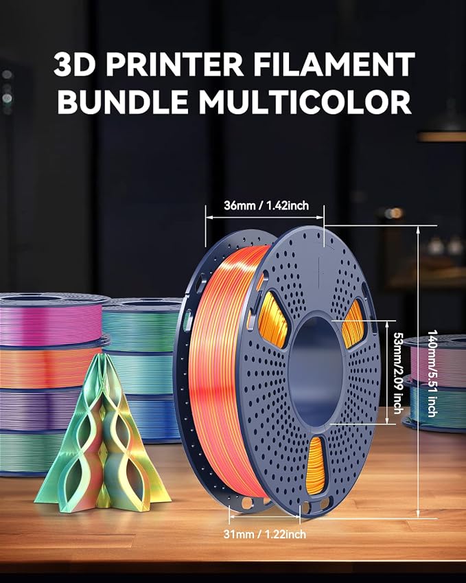 JAYO Silk Dual & Tri-Color PLA Filament 1.75mm Bundle, Multi-Color Shiny 3D Printer Filament Set, Smooth Glossy Finish, Easy to Print, No Clog, 250g Spool, 8 Rolls, 2kg in Total