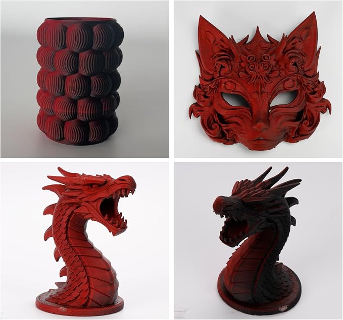 iSANMATE Matte Dual Color PLA Filament 30-300mm/s 2-in-1 Color Rainbow Filament Fast Color Change Filament by Angle 3D Printing Filament 1.75MM 1KG Fit for Bambu Lab 3D Printers,AMS,AMSLite(Black Red)