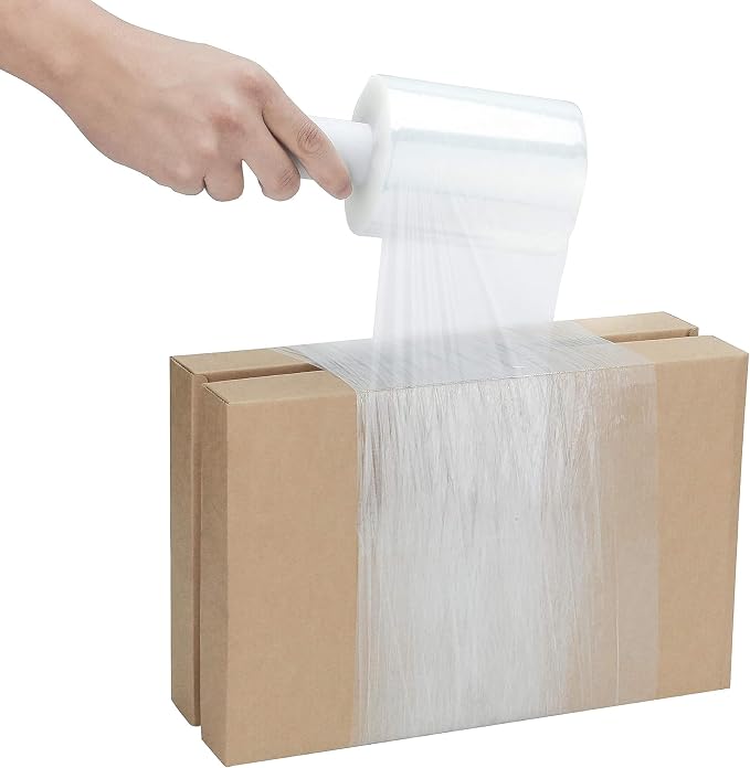PSBM Mini Stretch Wrap with Extended Core Handles, 18 Rolls 3 Inch x 700 Feet 120 Gauge Heavy Duty Clear Plastic Wrap Industrial Strength Shrink Film for Moving, Packing & Shipping