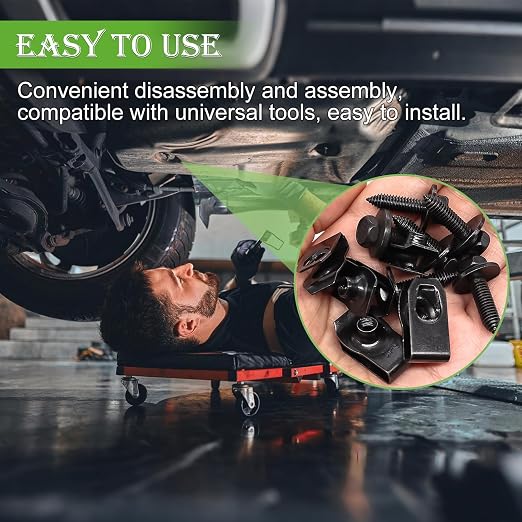mxuteuk 50PCS 1/4 U-Nut Clips & Hex Head Automotive Body Fender Bolts Kit,for Most Cars Fender,Engine Undertray Cover, Engine Cover & Bumper Fender Liner