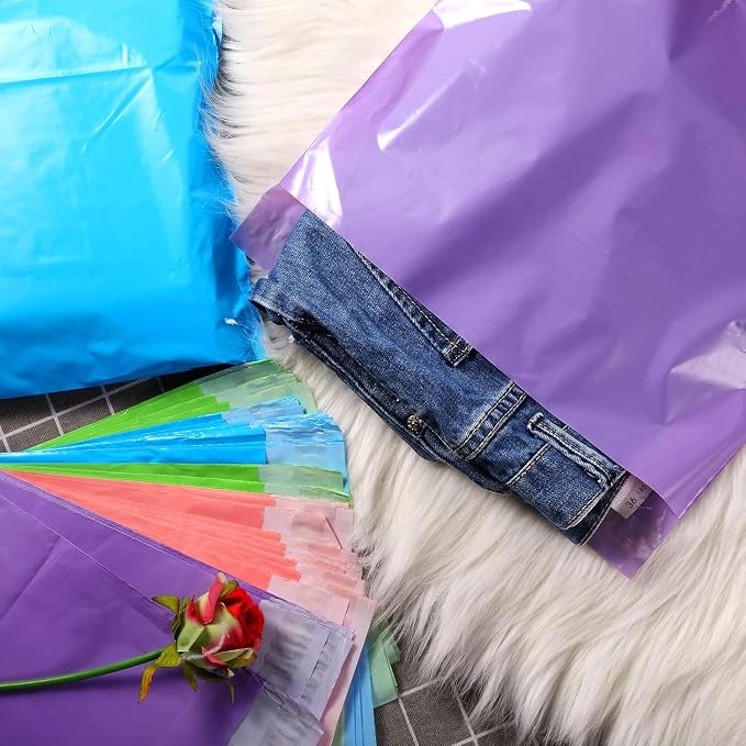 Outus 240 Pcs Poly Mailers Variety Size Pack Mailing Shipping Bags Assorted Sizes Shipping Envelopes Self Adhesive Waterproof and Tear Proof Packaging Bags for Clothing Book Gift(Mixed Color,6 Sizes)