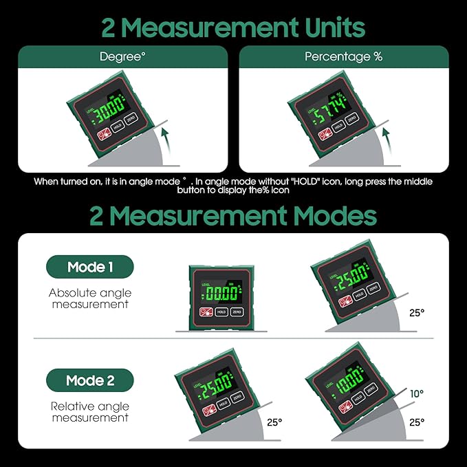 Digital Angle Finder Magnetic Digital Level with Laser Angle Gauge for Table Saw&Woodworking, LCD Display Level Box Measuring Tool, Electronic Laser Backlight Inclinometer for Construction, Machinery