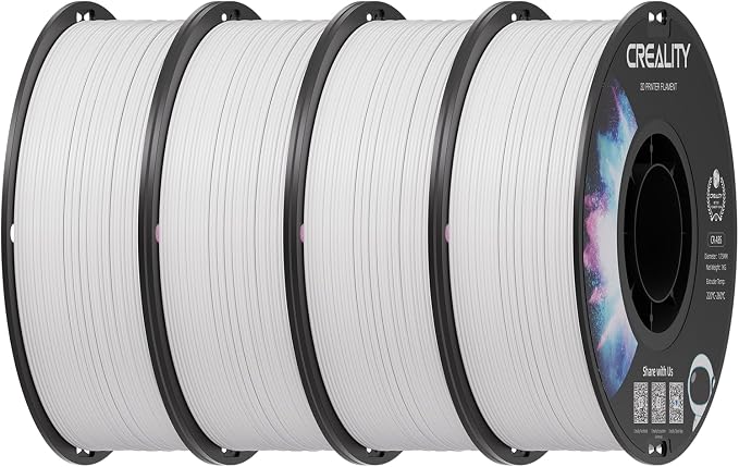 Creality ABS Filament 1.75mm White 4 kg, 3D Printer Filament Bundle, Excellent Resistance, Odorless Non-Toxic, Stability, Tough, 4 Pack(8.8 lbs) (White 4-Pack)