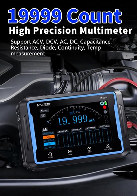 【FNRSI 2C53P Plus Upgraded with Carrying CASE】 3in1 Oscilloscope/Multimeter/DDS Signal Generator Tablet Touch Screen Portable Digital Automotive Oscilloscope 2 Channel 50MHz Bandwidth 250Ms/S Counts