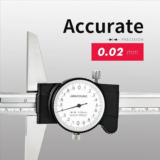 Depth Calipers with Gauge 0-150/200mm 0.02mm Precision Shockproof Four-use Measuring Tool (Mechanical/Automotive Repair)，DRINYOUNG (0-150 mm (Depth dial Caliper))