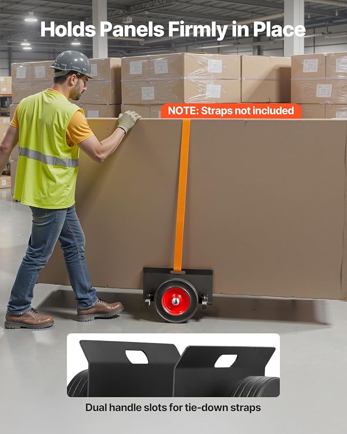 VEVOR Panel Dolly, 1000 LBS Load Capacity, Drywall Mover with 10 Inch Rubber Wheels Fits Different Terrain, Adjustable Clamp Panel Cart for Steel Panels, Mattress, Doors and Drywall Sheet, Black