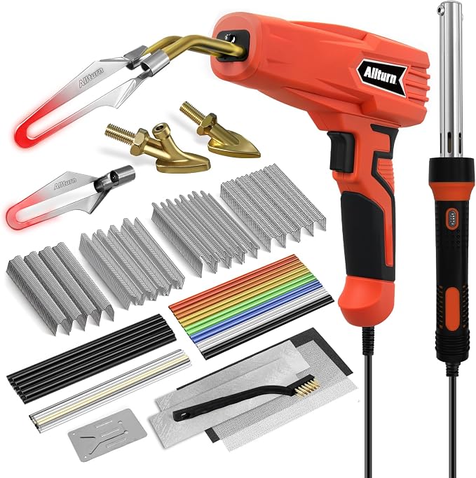 Allturn Plastic Welder, Plastic Welding Kit 3 in 1,Red | The M8 Hot Cutting Tip, 38 PCS Welding Rods, 800 PCS Staples, Patent No. D970324