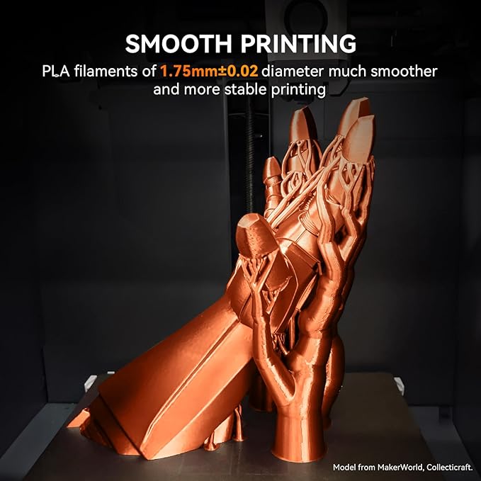 TECBEARS Silk Filament 1.75, Shiny Silk PLA Filament, 3D Printer Filament with Smooth Silky Surface, Dimensional Accuracy +/- 0.02mm, Fit Most FDM 3D Printers, Silk Orange 1KG
