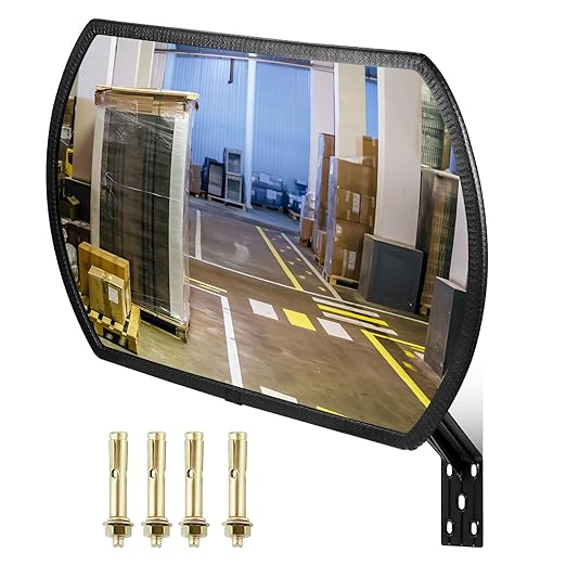 Geetery 1 Pcs 24" x 15" Garage Mirror Convex Security Outdoor Indoor Round Rectangular Acrylic Traffic Mirror Corner Blindspot for Wall Parking with Protective Film for Driveway