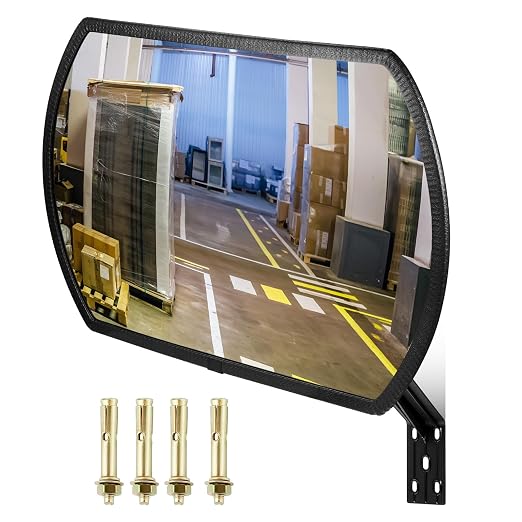 Geetery 1 Pcs 36" X 18" Garage Mirror Convex Security Outdoor Indoor Round Rectangular Acrylic Traffic Mirror Corner Blindspot for Wall Parking with Protective Film for Driveway