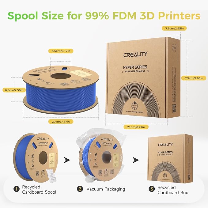 Official Creality Hyper PLA Filament Bundle, Up to 600mm/s High Speed 3D Printer Filament PLA, No-Tangling Stronger Toughness Fit Most 3D Printers