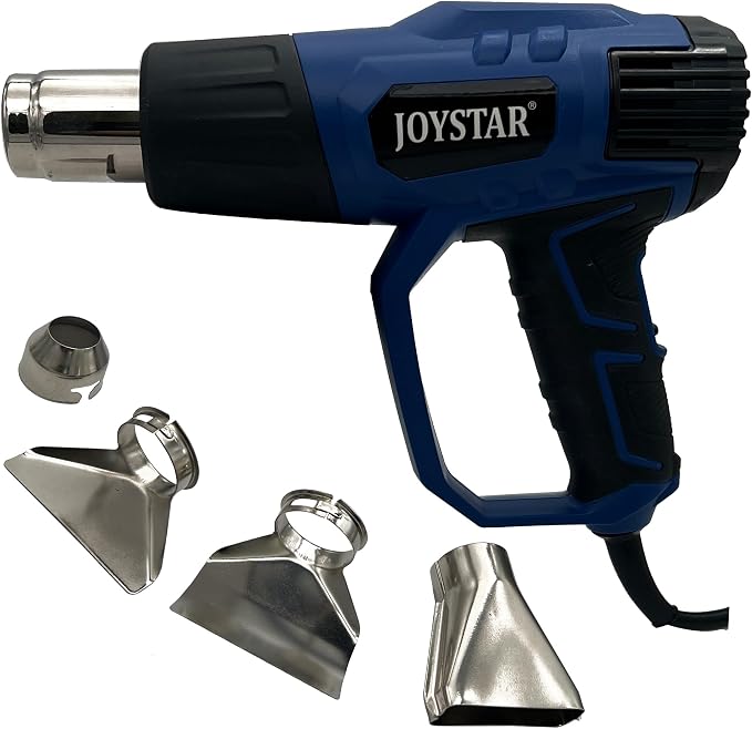 Heat Gun 1500W Heavy Duty Hot Air Gun Variable Temperature Control with 2-Temp Settings 4 Nozzles with Overload Protection for Crafts, Shrinking PVC, Stripping Paint