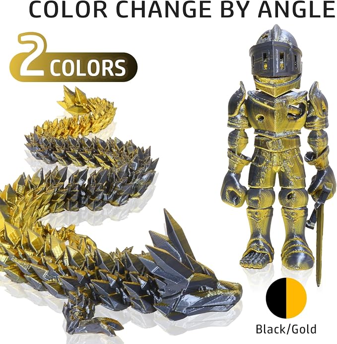 LOVOON Silk Dual-Color PLA Filament with Black and Gold,1.75mm PLA Filament DualColor Change by Angle,Compatible with Most FDM 3D Printers,1kg(2.2lbs)/Spool