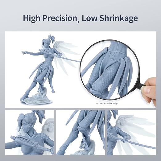 ANYCUBIC Tough Resin 2.0, 3D Printer Resin with Upgraded High Toughness and High Precision, 365-405nm Fast Curing 3D Resin for 4K 8K LCD/DLP/SLA 3D Printing (4Packs 1kg Grey, 4kg in Total)