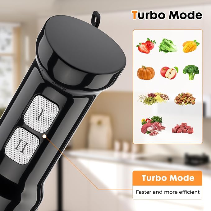 Immersion Blender Handheld Cordless 6 in 1 Hand Held Blenders Mixer Stainless Steel 25 Speed Turbo Mode Electric Sitck Beaker Chopper Milk Frother Grinder