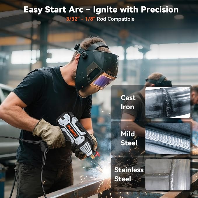 Portable Handheld Welding Machine 110V: 200A IGBT Inverter ARC Welder Gun with Digital Display & 6-Level Current Control, Hot Start & Anti-Stick Fits for 3/32"-1/8" Stick Rod