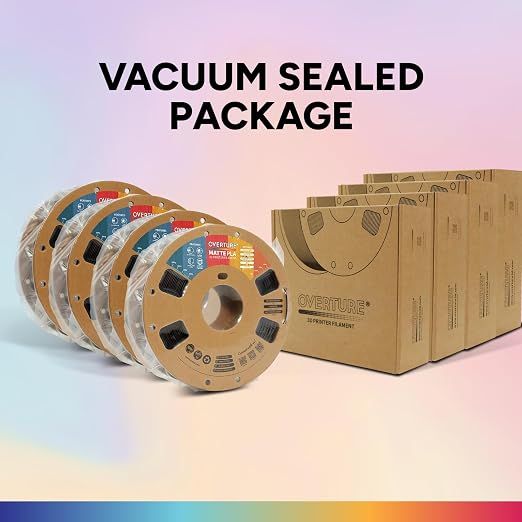 OVERTURE 4KG Bundle Matte PLA, Low Warp & Matte Surface 3D Printer Filament | Frosted Matt Finish Hides Layer Lines, 4 Pack 1kg Spool (2.2lbs) Cardboard Spool, Fit Most FDM Printer (Matte Black*4)