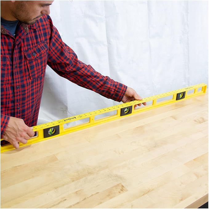 MAYES 4ft Level, 48 Inch Level Made in the USA, Won’t Scratch Work Surfaces