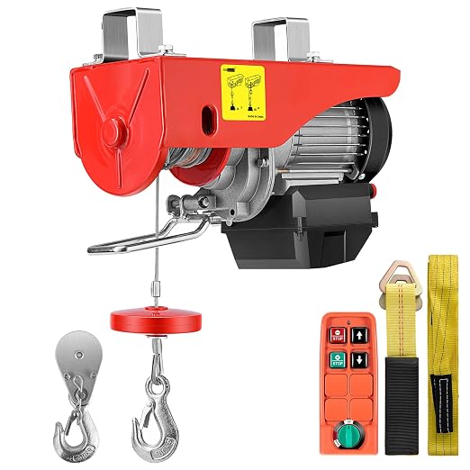 VIVOHOME Electric Hoist, 110V 1320 Lbs Winch with Wireless Remote Control, Zinc-Plated Steel Wire Hoist for Garage, Warehouses, Factories 38ft Lifting Height with Emergency Stop Switch ETL Listed