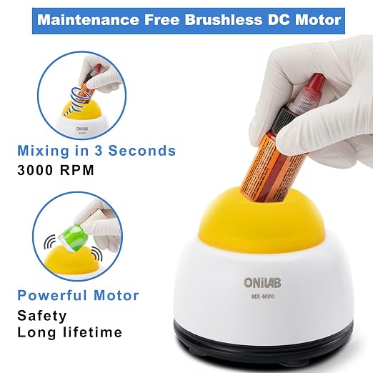 ONiLAB Mini Vortex Mixer with Touch Function, Lab Mixing, Nail Polish,Tattoo Ink,Eyelash Adhesives and Acrylic Paints Mixing, Lab Vortexer for Centrifuge Tubes and Test Tubes,Yellow