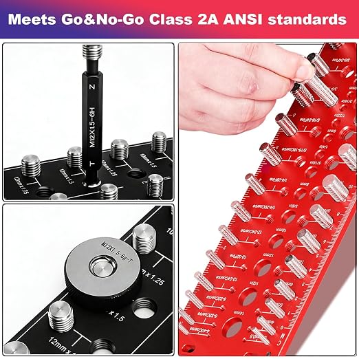 Nut and Bolt Thread Checker 32 SAE & 32 Metric Rustproof Solid Non-Deformable Thread Checker, Wall-Mountable Bolt Size Finder Tool, Bolt and Nut Sizer and 19 Drill Bit Sizes for Quick Measurement