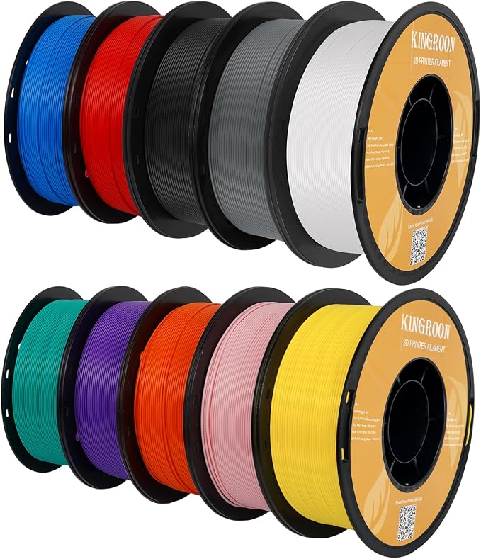 Kingroon High Speed PLA Bundle 3D Printer Filament 1.75mm, 3D Printer Rapid Filament for 30-600mm/s Hyper Printing Filament, Dimensional Accuracy +/- 0.03 mm, 10 kg Plastic Spool (22lbs（Mixed Colors）