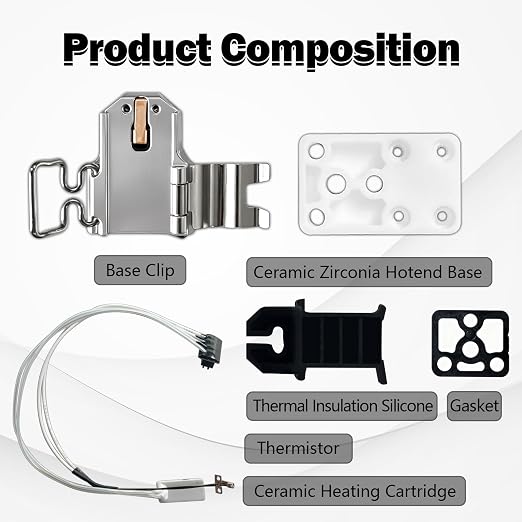 A1 Mini/A1 Hotend Heating Assembly Kit Heating Component with Ceramic Zirconia Base Clip Heater Cartridge Thermistor Heat Resistant for Bambu Lab A1/A1 Mini 3D Printer Accessories