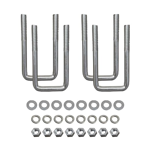 A.A Square U Bolts with Hardware for Boat Trailer, Electro-Galvanized Steel, 1/2" Diameter x 2-1/8" x 4-3/4" for 2x3 Beam (4 Pack)