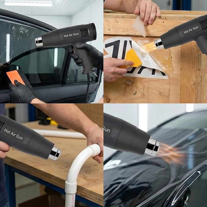 Spanno Heat Gun for Vinyl Wrap, Car Wrap Kit for Window Tint, Include Heat Gun, Plastic Squeegees, Magnet Holder, Vinyl Wrap Cutter