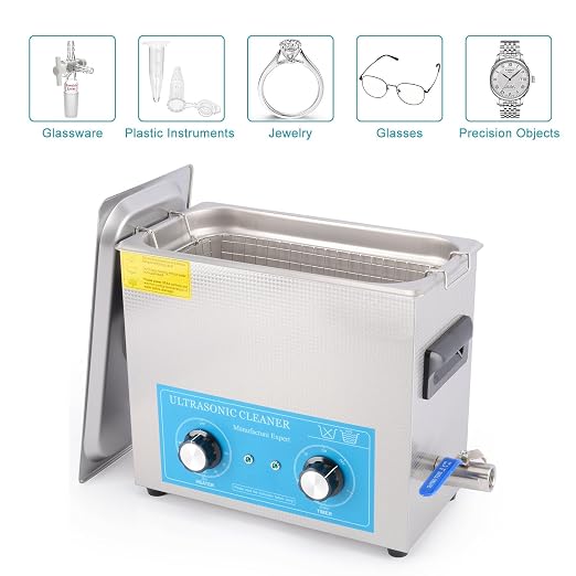 stonylab Ultrasonic Cleaner, 304 Stainless Steel All-Purpose Ultrasonic Cleaner with Mechanic Control Panel of Heating and Timer for Laboratory 40kHz 110V, 6L
