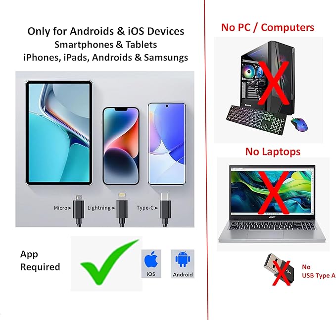 USB Digital Microscope, 50x-1600x Magnification Handheld, 1920P HD 8 LED Lights, Portable Pocket Microscope, Compatible with iOS and Android Devices, +2MP Magnifier Camera, No PC Support (with Stand)