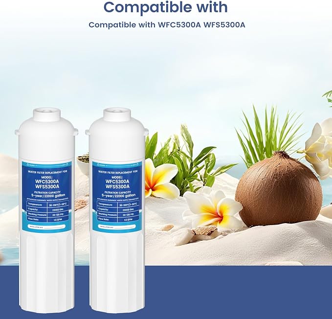 WFC5300A Water Filter Replacement Compatible with ICEPURE and PUREPLUS WFS5300A Water Filtration System, 3 Years or 22000 Gallons Ultra High Life 2 Pack