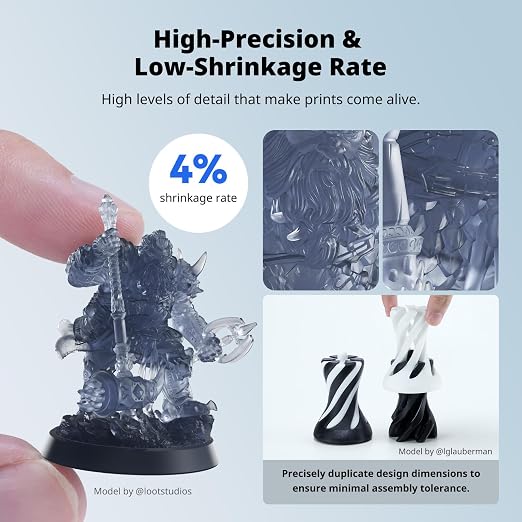 ANYCUBIC Water Washable ABS-Like Resin 3.0, 3D Printer Resin, High Toughness and High Precision, Easy to Post-Process, Low Odor, Wide Compatibility for All LCD 3D Printers (Smoky Black, 1kg)
