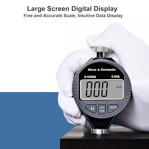 Hardness Tester, Durometer Shore Type A 0-100HA, Digital Durometer 0.1HA Resolution, with Large LCD Display for Rubber, Plastic, Tire, Leather, Wax
