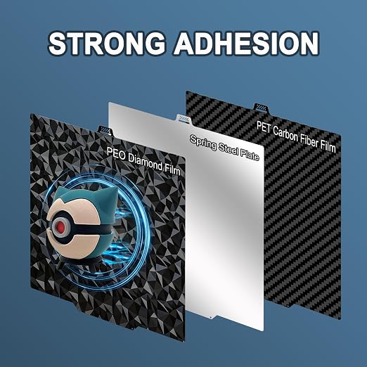 280x280mm PET PEO Double Side Build Plate for Qidi Q2, Smooth Diamond PEO+Carbon Fiber PET Spring Steel Sheet Heat Bed with Strong Adhesion & Easy Part Removal