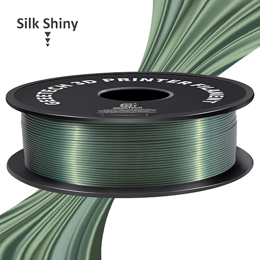 Geeetech Silk PLA Filament 1.75mm for 3D Printer, Dark Green Metal-Like Shiny PLA Filament 1kg (2.2lbs) Spool, Dimensional Accuracy +/- 0.02 mm, Metallic Silk Bronze