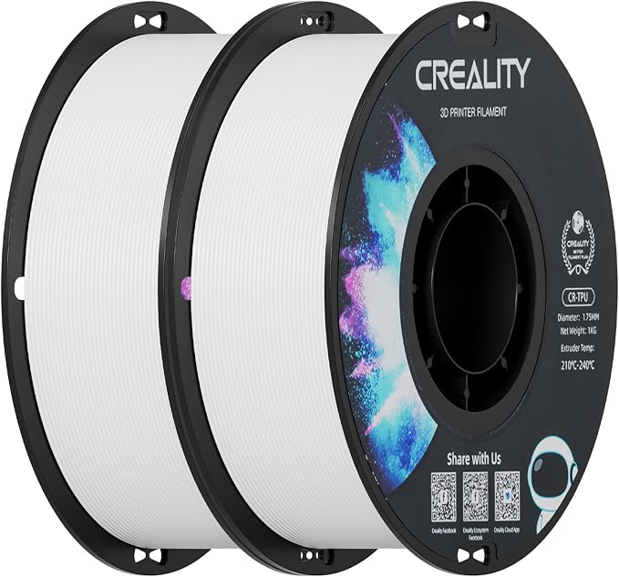 Creality TPU Filament 1.75 2 kg, 95A 3D Printing Filament, High Hardness & Resilience, Soft Adhesive Material, Elastic, 1kg(2.2lbs) Flexible Filament 1.75mm, for 3D Printer