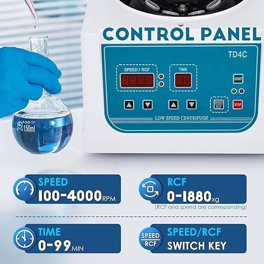 CGOLDENWALL Centrifuge Machine Lab PRP Benchtop Centrifuge 100-4000RPM Low Speed Desktop Centrifuge Machine Timer 1-99min 8x15ml