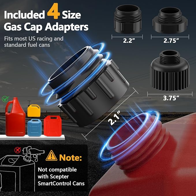 Automatic Electric Fuel Transfer Pump with Auto-Stop, 3.8GPM & 51" Hose & 4 Size Adapters Gas Can Pump with Leak Protection for Gasoline, Diesel, Kerosene, Gifts for Men Dad Him - 2nd Gen Yellow Black